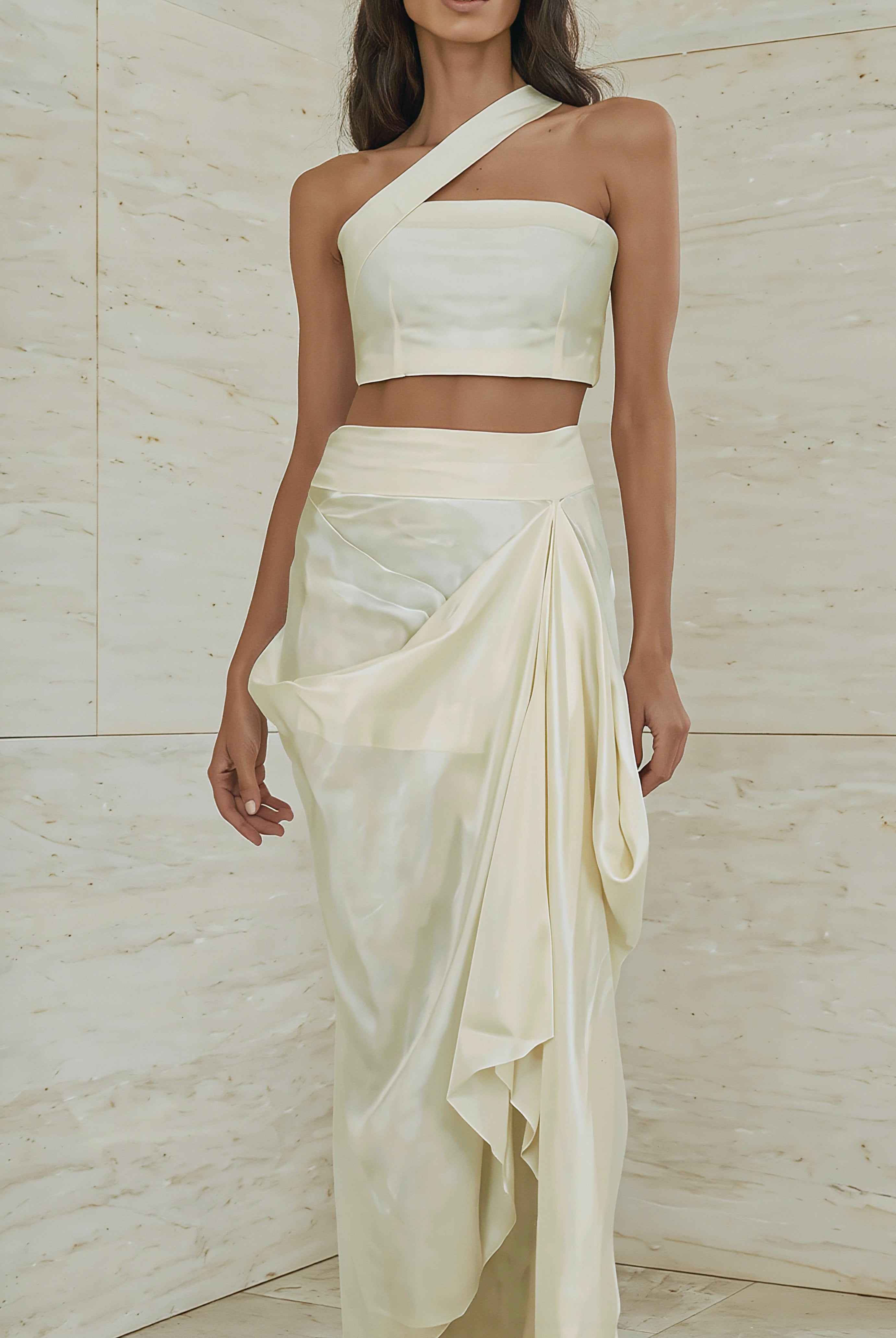 Ieria asymmetrical dress by Atelier Calliste featuring a modern design with unique hemline and elegant fabric in a stylish silhouette.