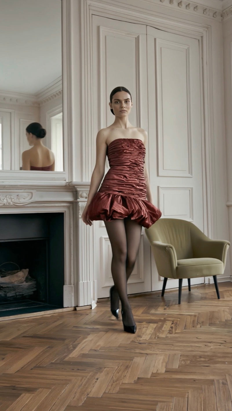 PETRA KARA BRIDAL PARISIENNE sculptural silk mini dress in a structured silhouette