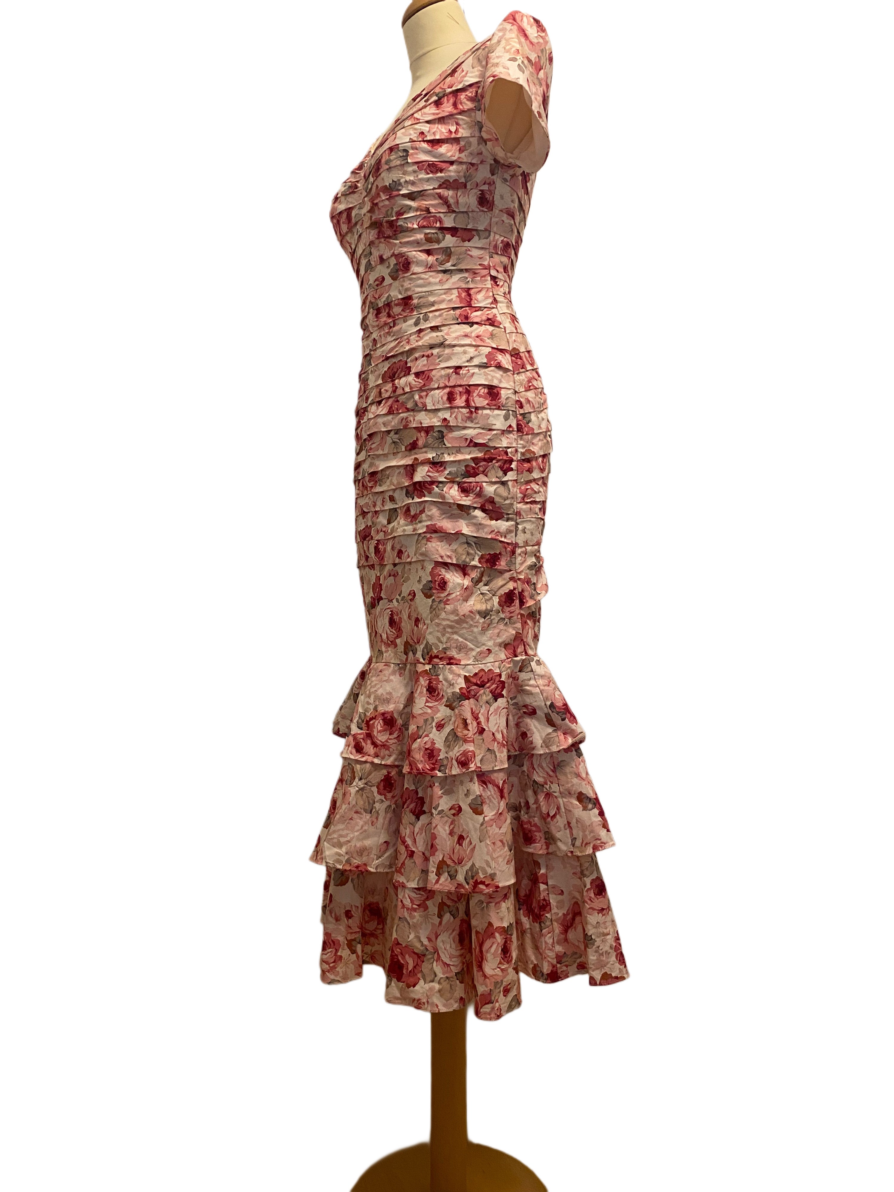 Pink Flowers Cocktail Dress - Atelier Calliste