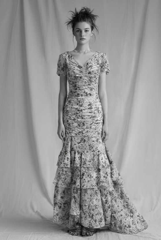 Pink Flowers Cocktail Dress - Atelier Calliste