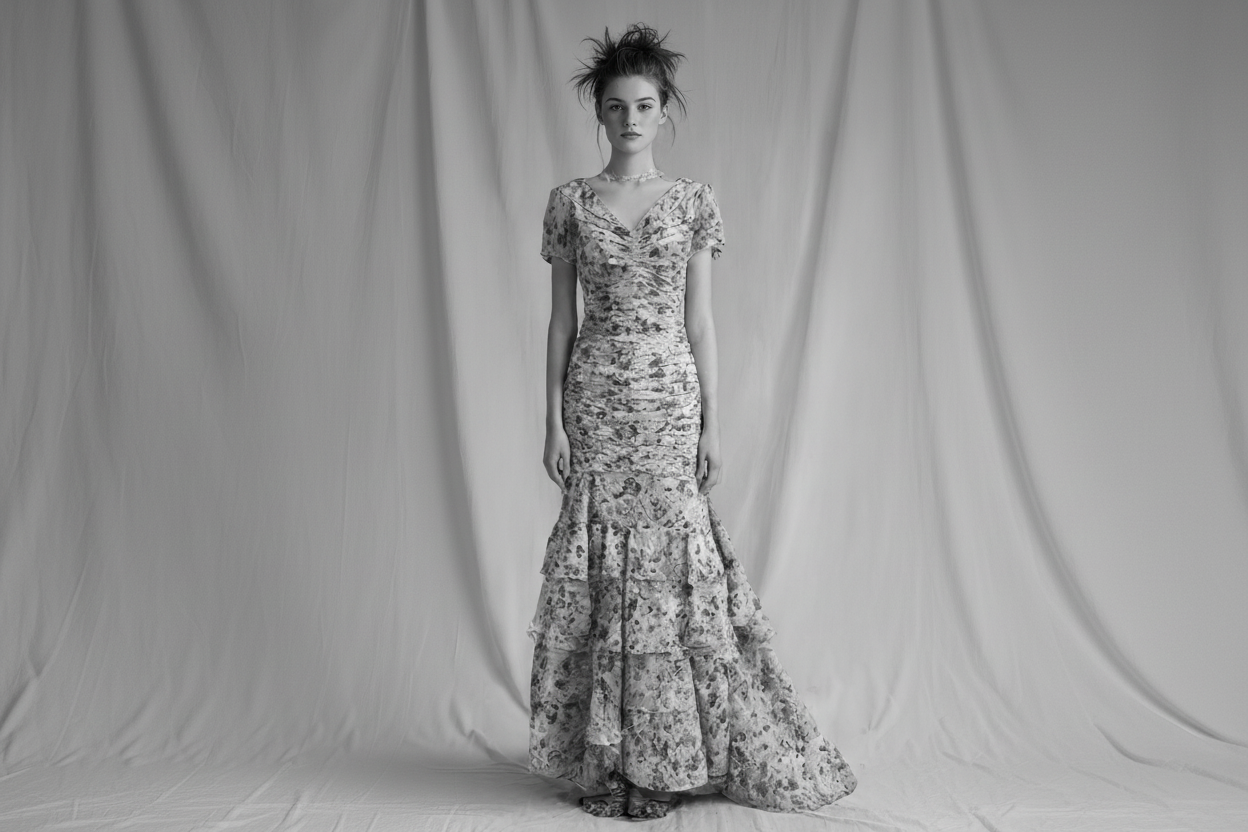 Pink Flowers Cocktail Dress - Atelier Calliste