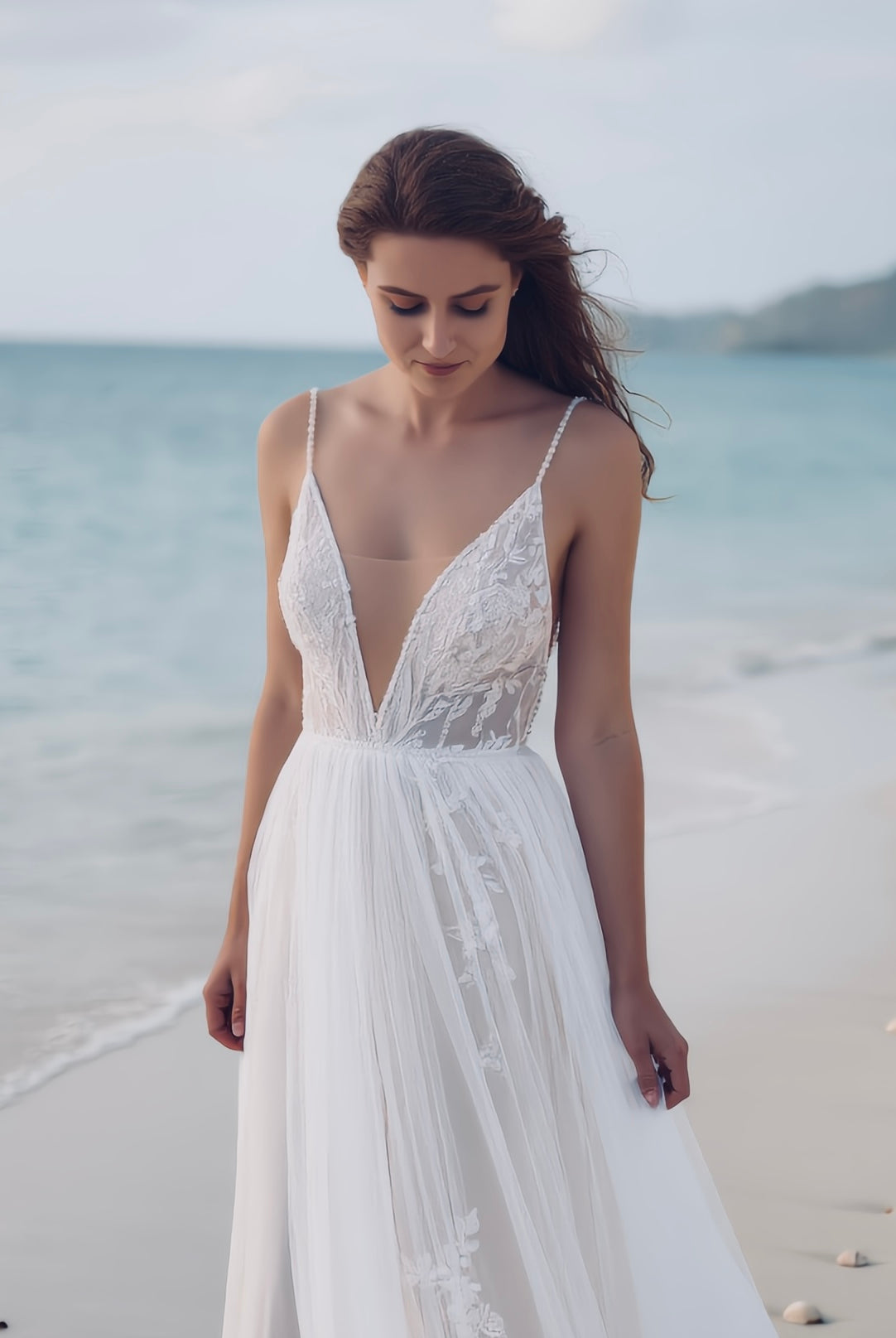 Ethereal boho beach dress by PETRA KARA BRIDAL with flowing fabric and relaxed fit, ideal for seaside or casual summer wear.