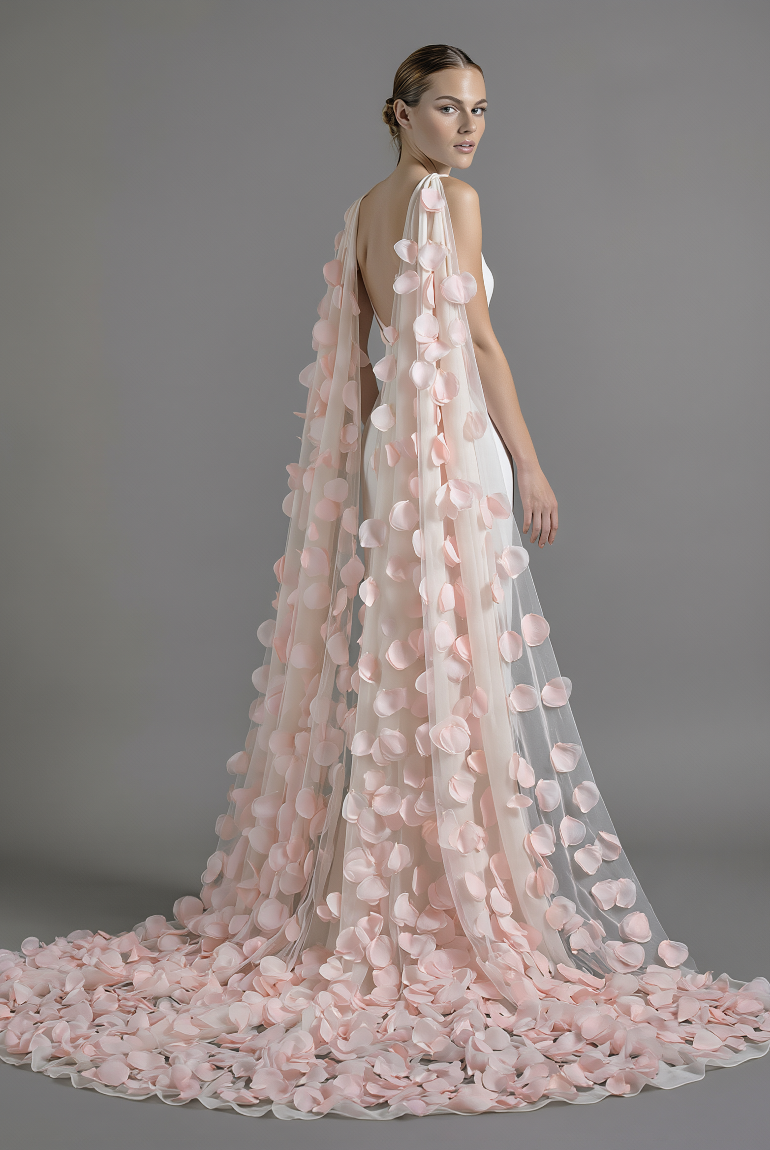 Delicate 3D flowers veil by Atelier Calliste with intricate floral lace design for elegant bridal or special occasion wear.