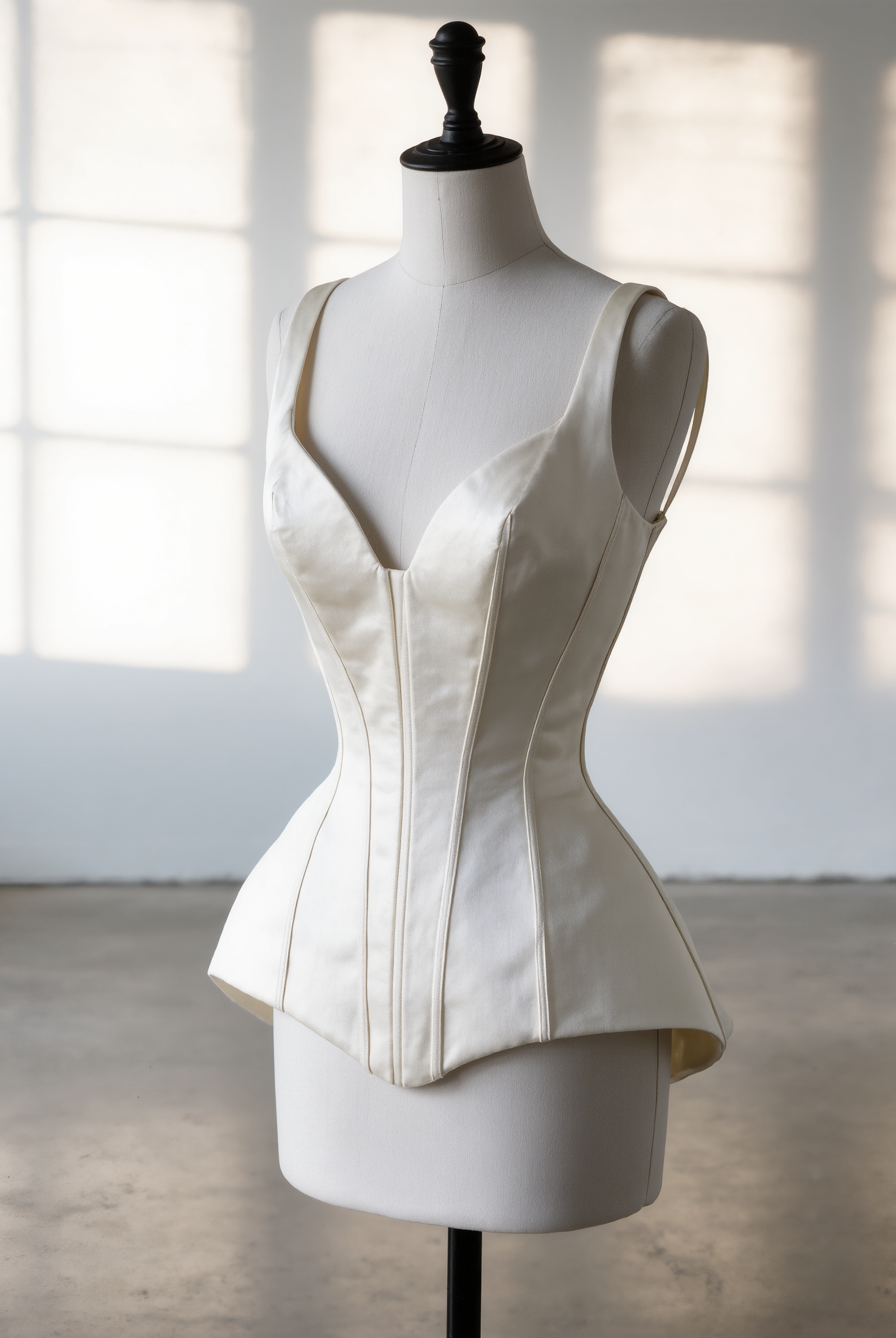 Petra Kara Grace Bridal Corset with lace-up front and intricate embroidery, designed for elegant wedding dress fitting.