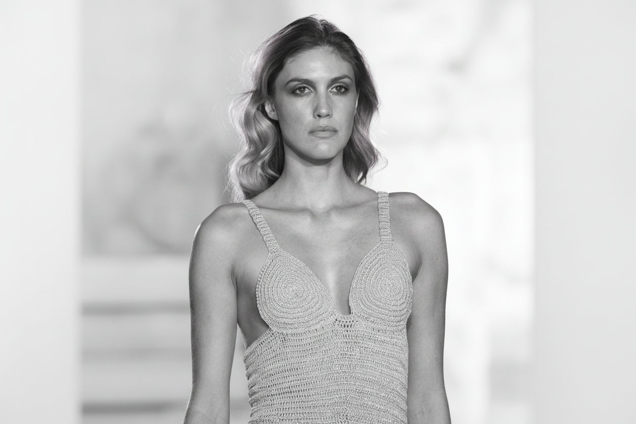 PETRA KARA KORI special occasion gold crochet art dress with intricate design and elegant fit, perfect for formal events.