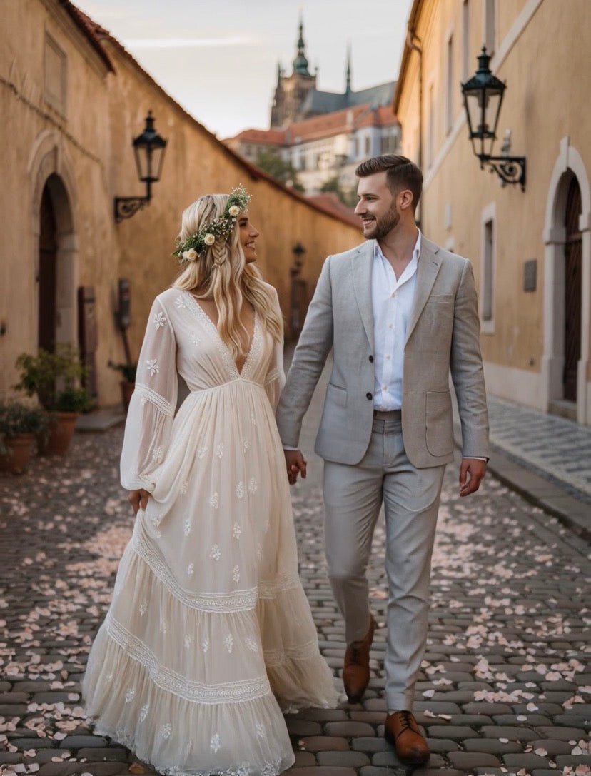 Boho Medieval Princes Wedding Dress - Atelier Calliste