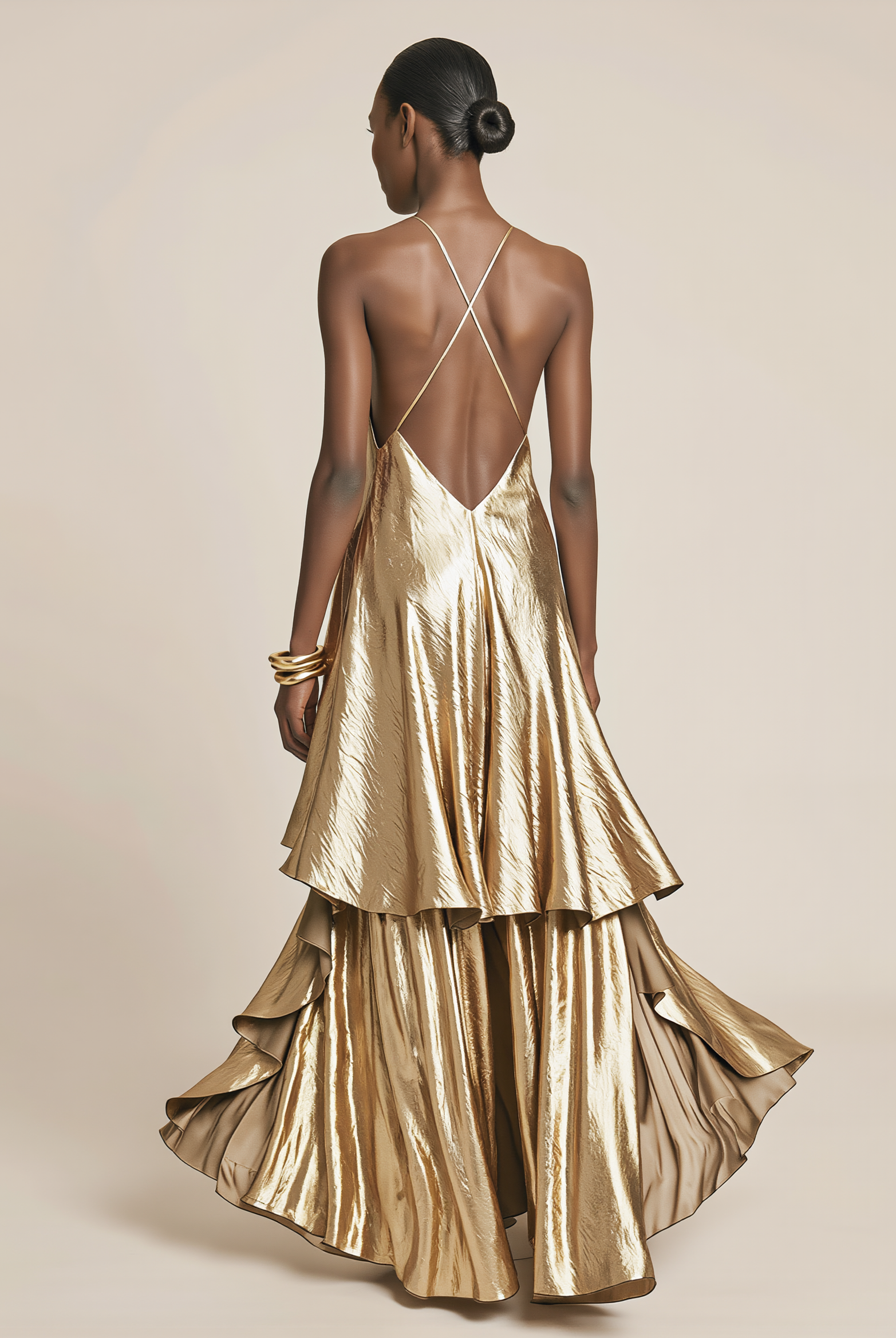 PETRA KARA Artemis effortless minimal luxury dress displayed on a model, showcasing sleek design and elegant fabric.