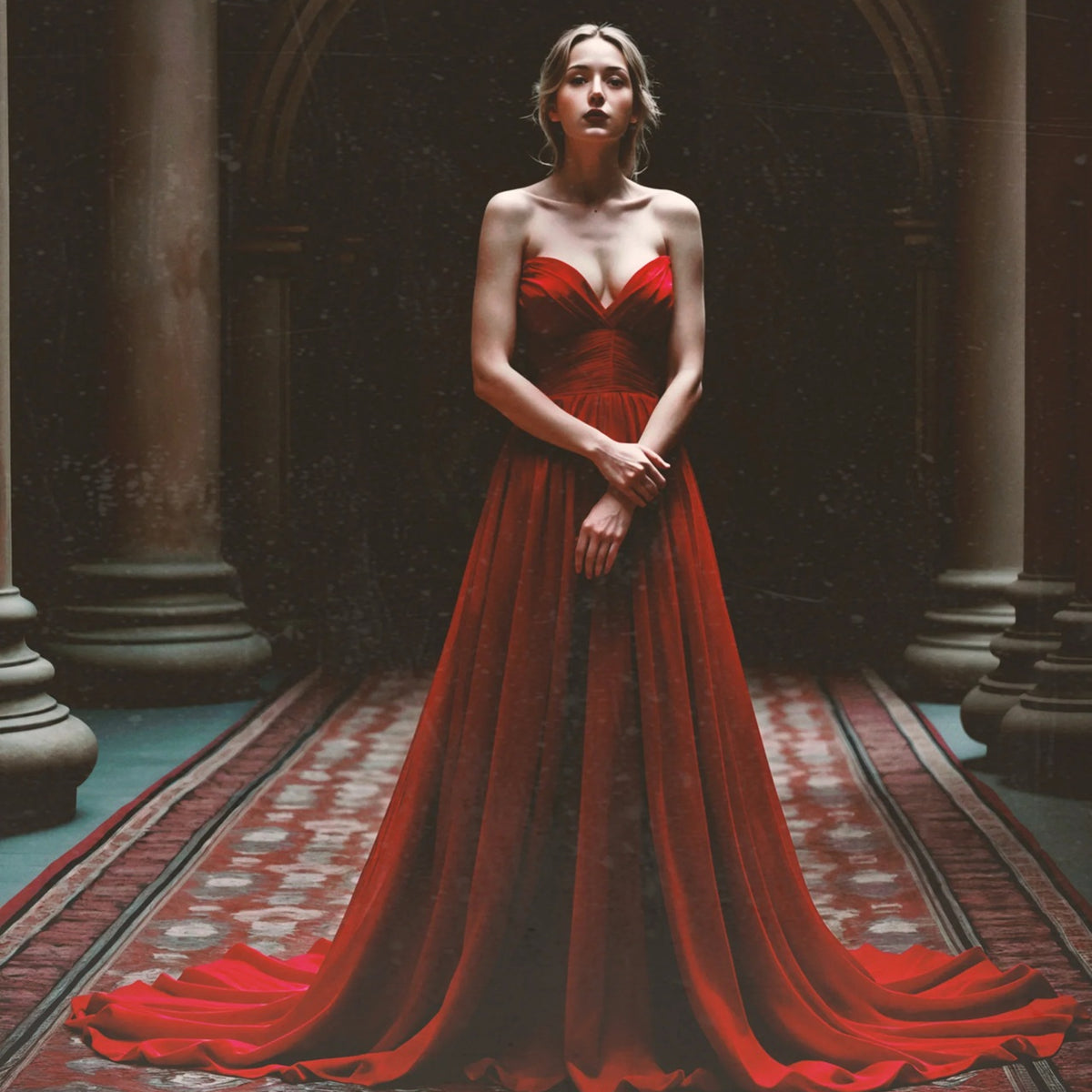 VAMPIRE Red dress - Elegant Gothic Gown for Dark Romance VAMPIRE Red dress - Elegant Gothic Gown for Dark Romance