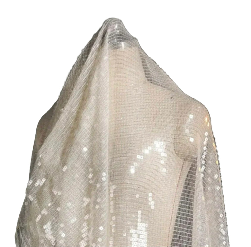 WHITE SEQUINED veil - Atelier Calliste