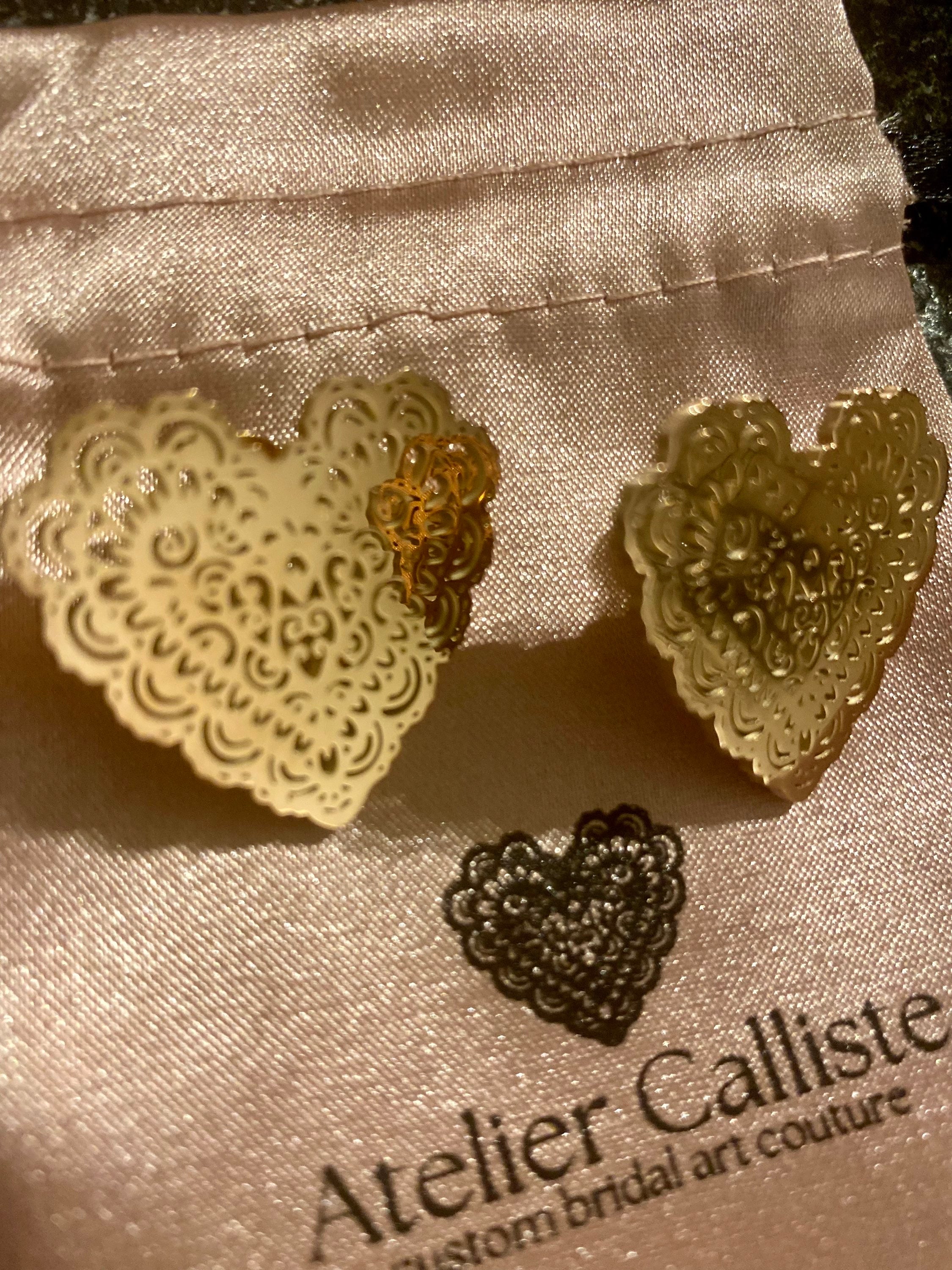 LACE HEARTS stainless steel earrings - Atelier Calliste
