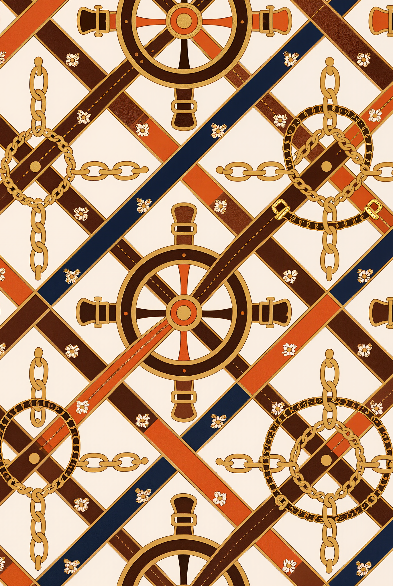 Navy collection silk scarf by Petra Kara Limited featuring a detailed captain illustration on soft 100% silk fabric.