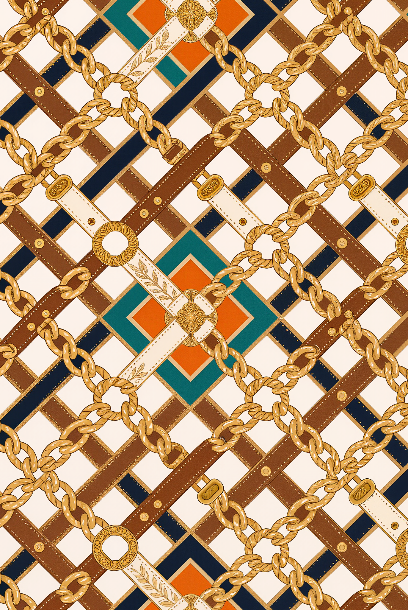 Petra Kara Limited Chains Collection 100% silk scarf featuring a chain pattern in elegant, luxurious silk fabric.