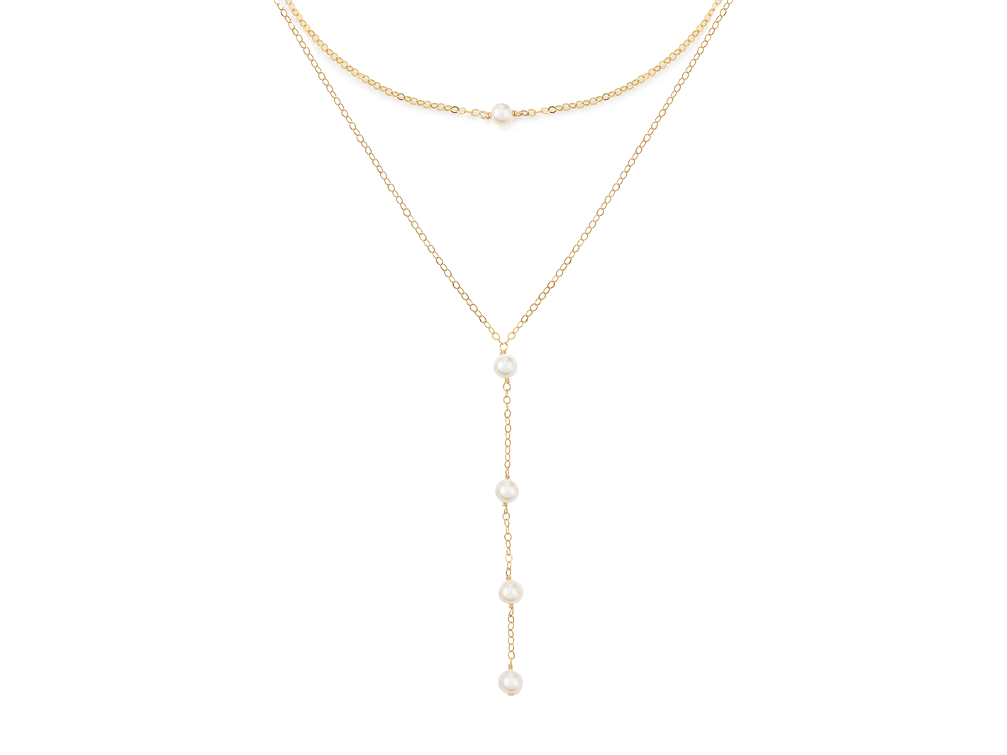 Natasha bridal layered Y necklace by PM Atelier featuring freshwater pearls and gold accents for elegant wedding jewelry.
