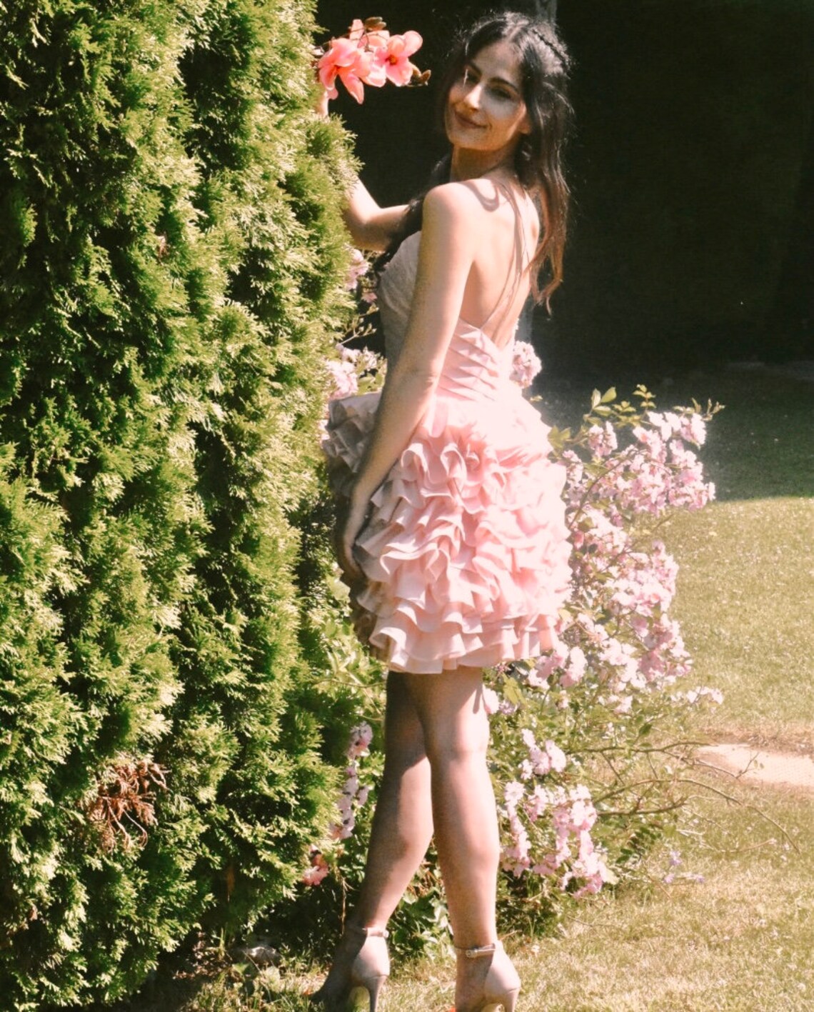 Ruffle Pink Mini Dress - Atelier Calliste