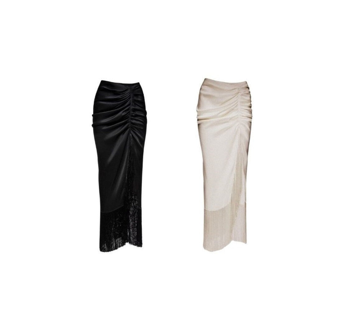 Sexy Satin skirt with tassels - Atelier Calliste