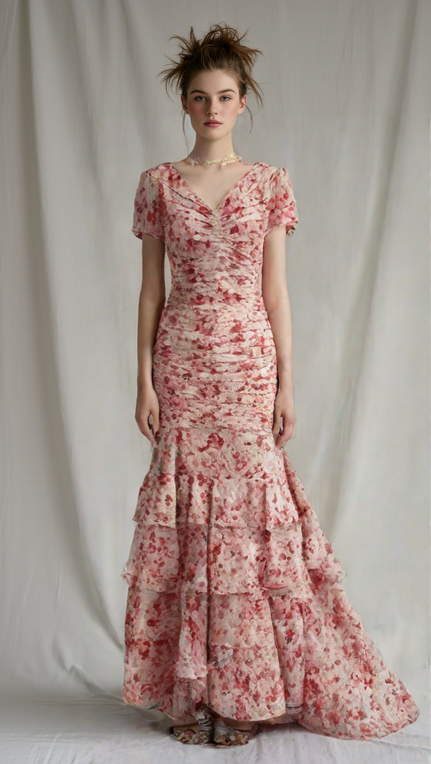 Pink Flowers Cocktail Dress - Atelier Calliste