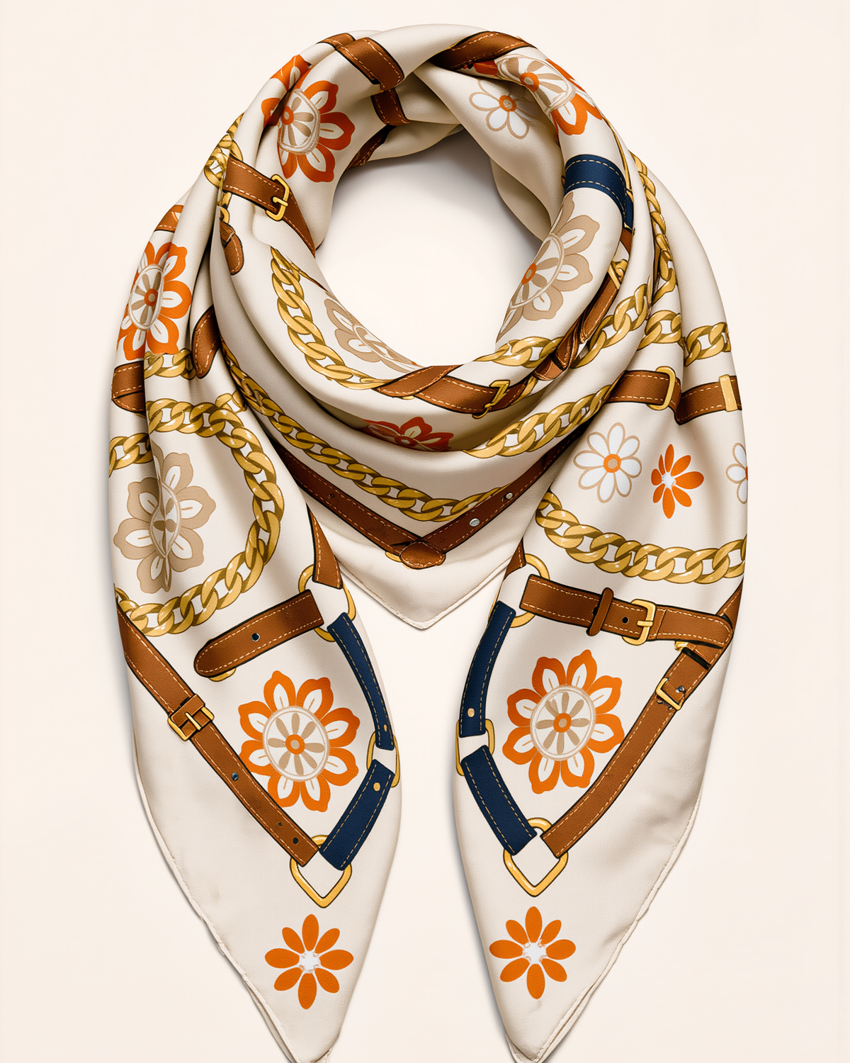 Petra Kara Limited Flower Collection 100% silk scarf with vibrant floral patterns and elegant drape, showcasing luxurious craftsmanship.
