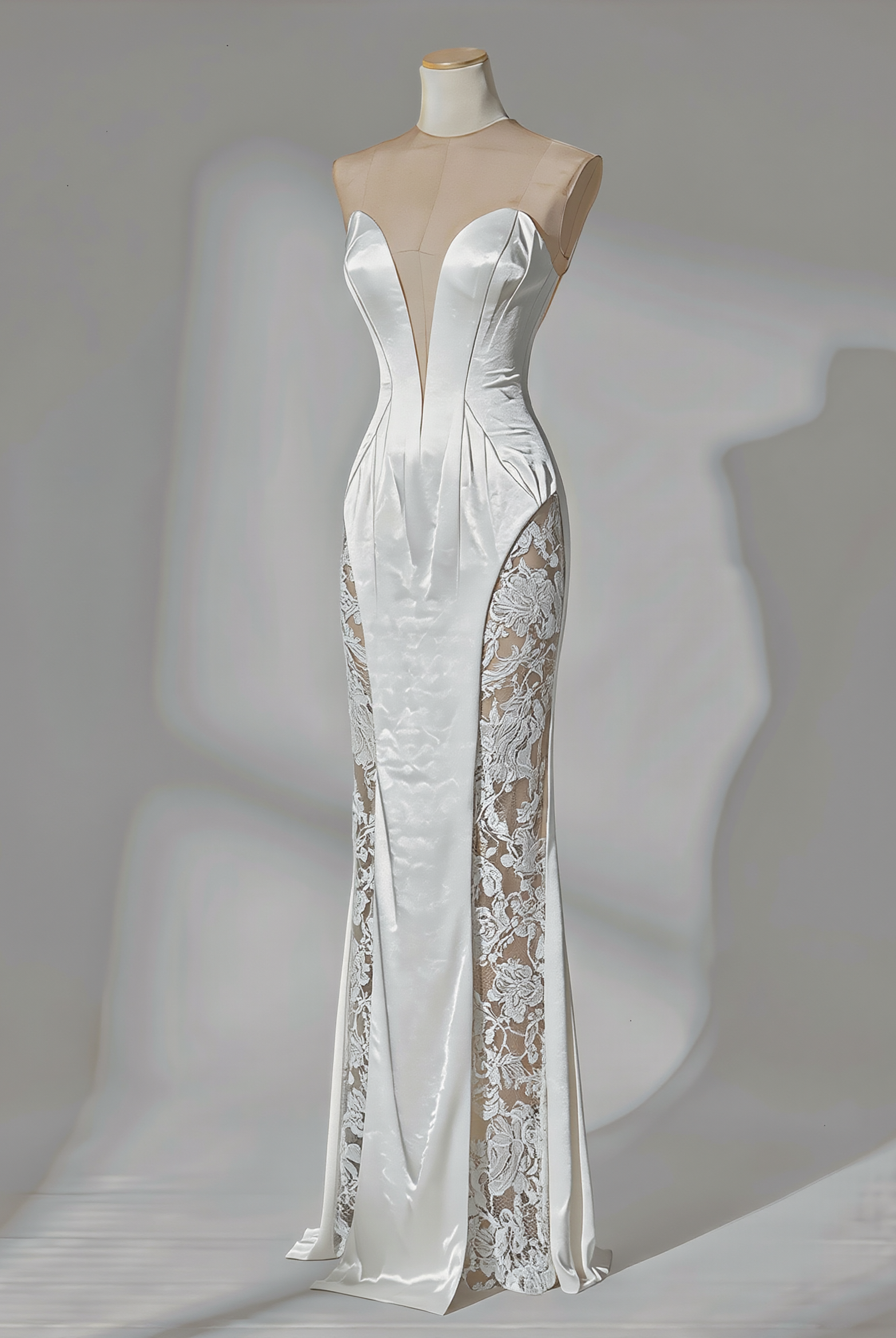 PETRA KARA Aelia lace gown featuring intricate lace details and a flowing silhouette, perfect for elegant occasions.