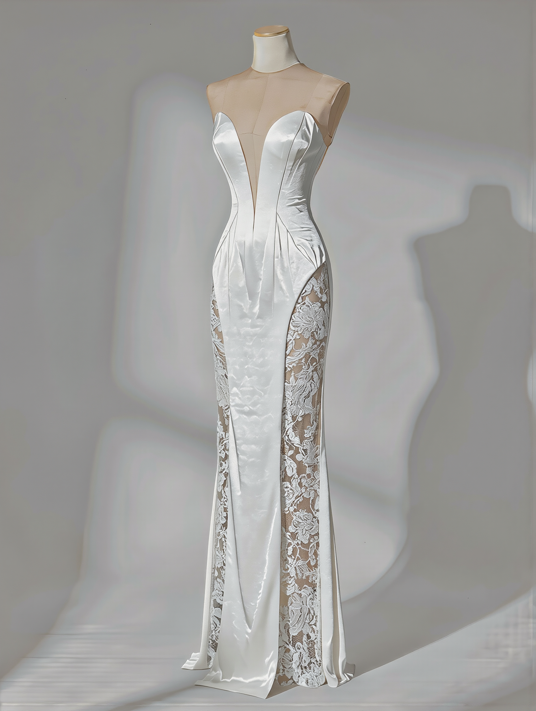 PETRA KARA Aelia lace gown featuring intricate lace details and a flowing silhouette, perfect for elegant occasions.