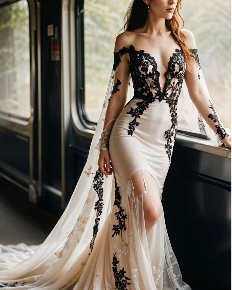 Petra Kara model wearing black nude clothing, showcasing elegant fashion in a virtual consultation setting.
