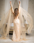 Size 6 Romance Luxury Dress with Detachable Sleeve Gloves - Atelier Calliste