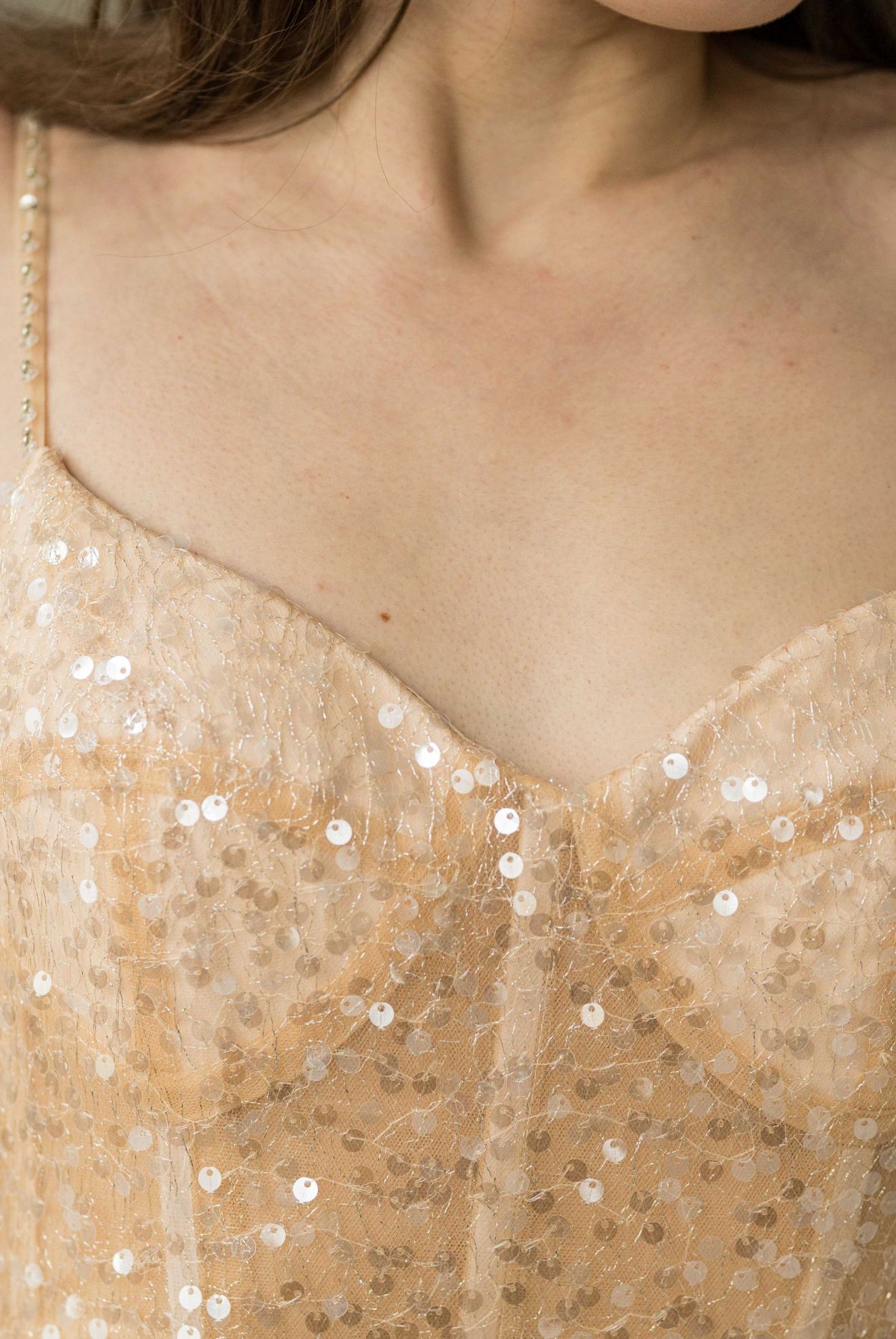 Size 6 Romance Luxury Dress with Detachable Sleeve Gloves - Atelier Calliste
