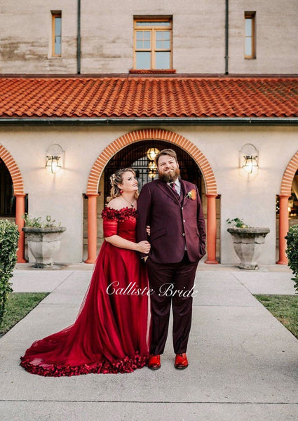 wedding dress with red roses RED ROSE dress