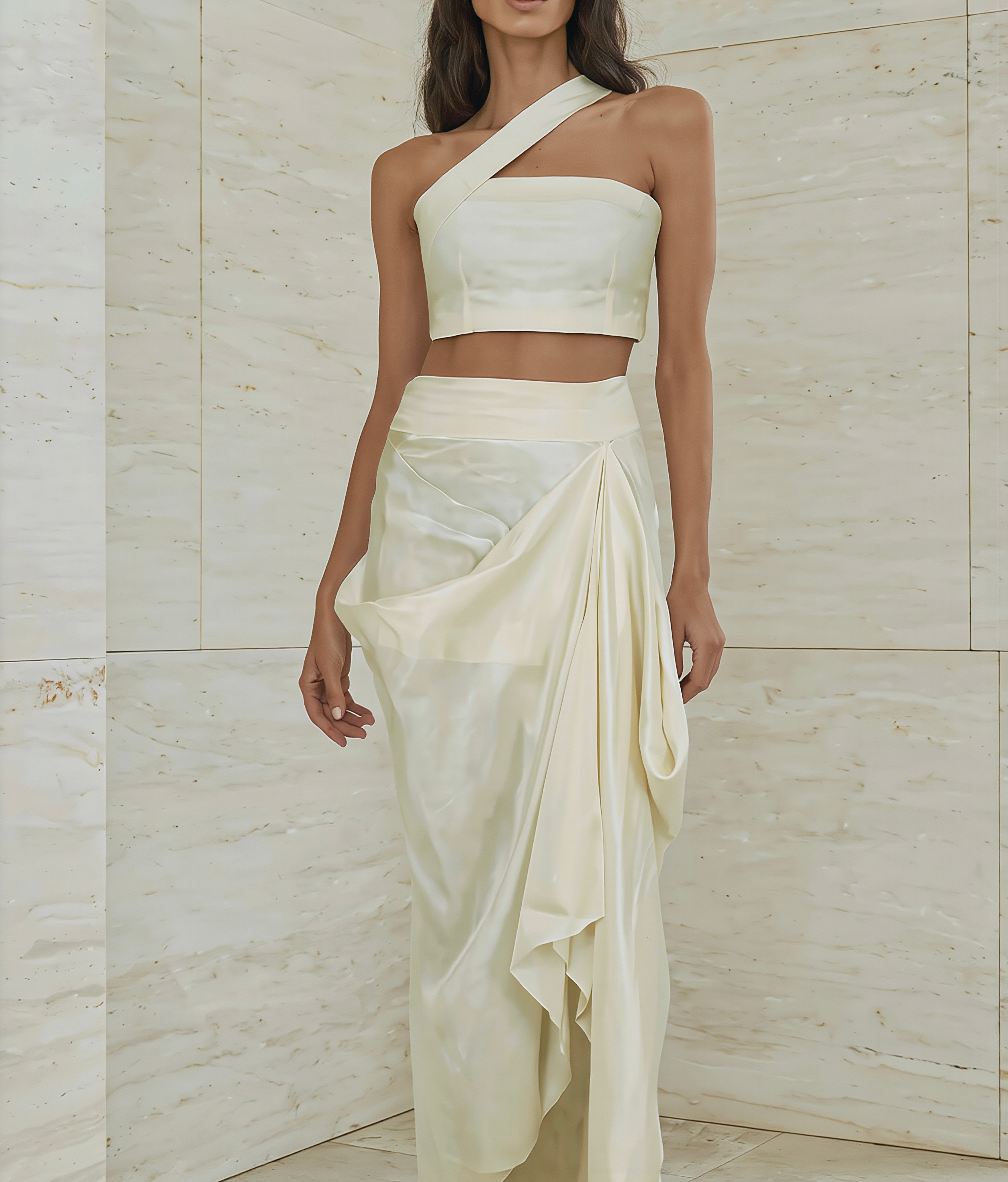 Ieria asymmetrical dress by Atelier Calliste featuring a modern design with unique hemline and elegant fabric in a stylish silhouette.