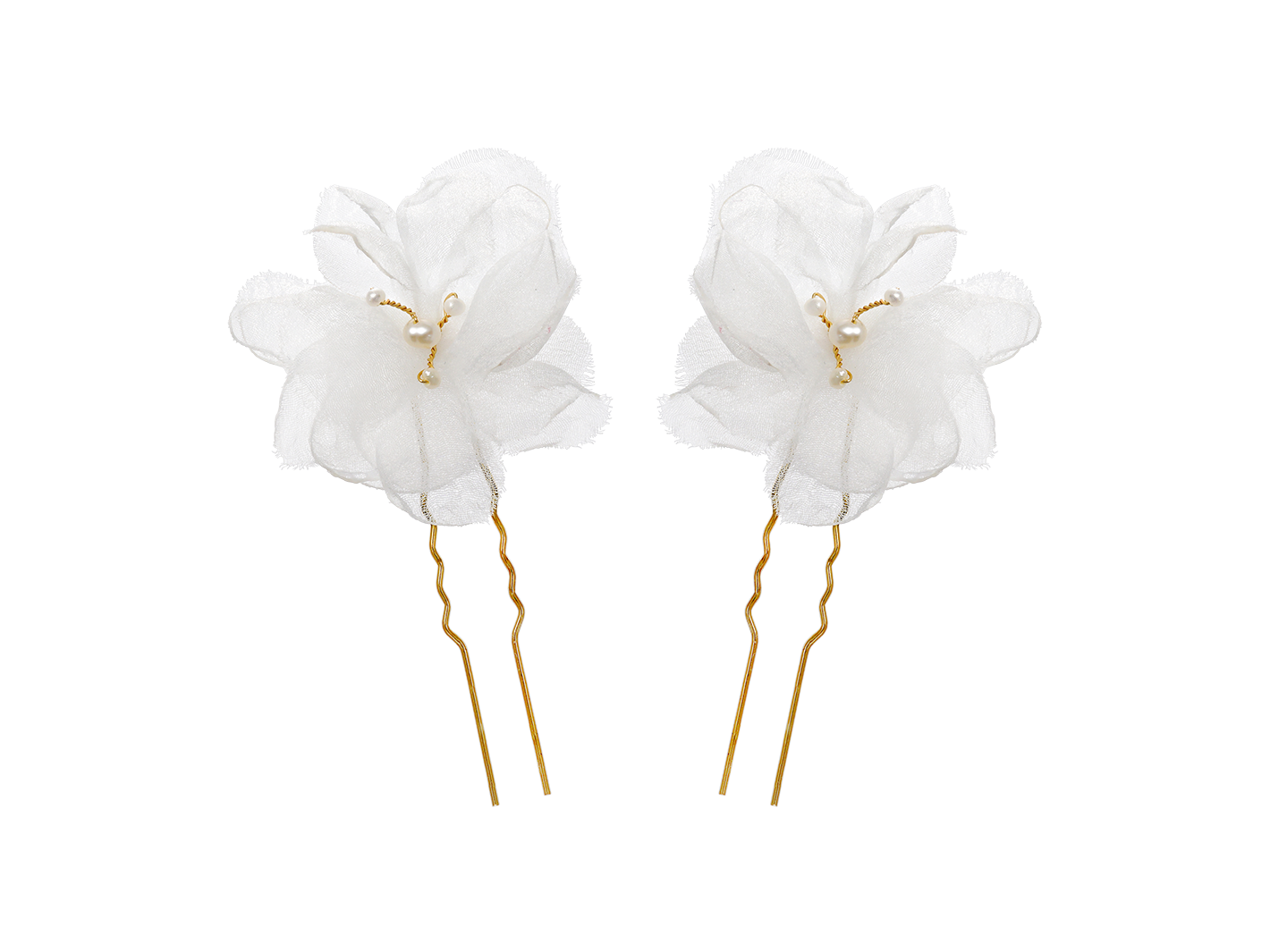 Nymphea sheer flower bridal hair pin from PM Atelier with delicate floral design for elegant wedding hairstyles.