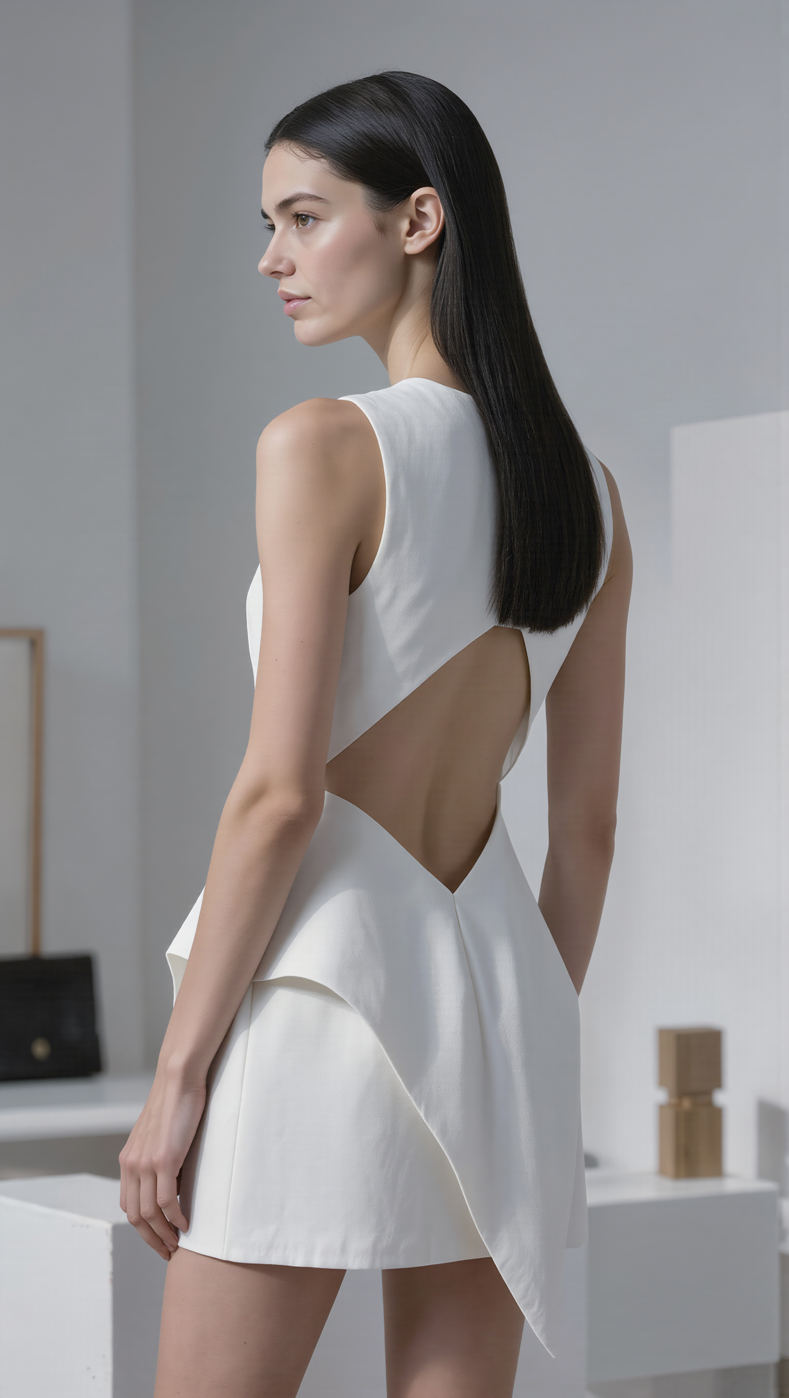 Petra Kara Origami Mini Dress in vibrant fabric, featuring structured design and stylish silhouette for a modern look.