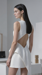 Petra Kara Origami Mini Dress in vibrant fabric, featuring structured design and stylish silhouette for a modern look.