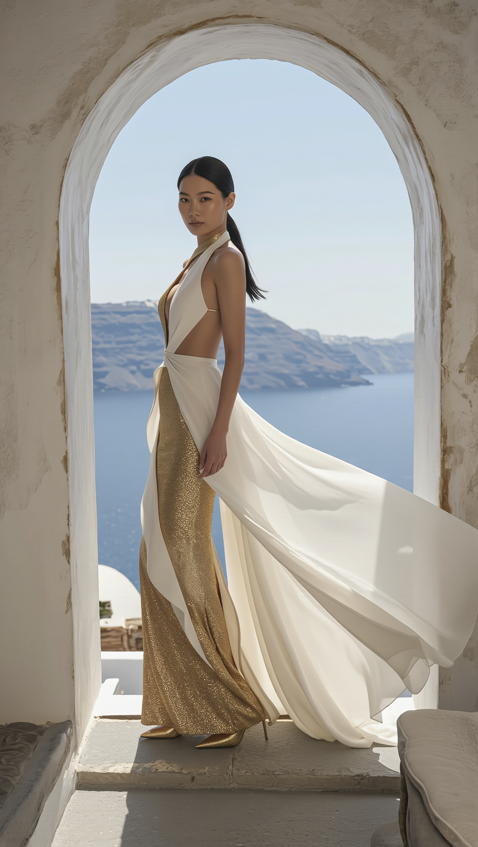 Mythos Dress by PETRA KARA featuring a stylish, elegant design with flowing fabric and intricate detailing.