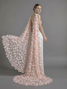Atelier Calliste 3D Flowers veil featuring intricate layered floral lace in delicate white, perfect for bridal or special occasions.