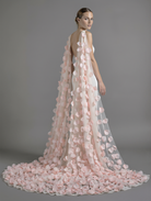Delicate 3D flowers veil by Atelier Calliste with intricate floral lace design for elegant bridal or special occasion wear.