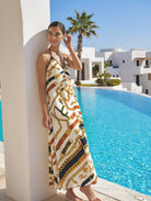 Petra Kara Limited Horse Silk Cocktail Resort Dress in elegant silk fabric with a flowing design and stylish neckline.