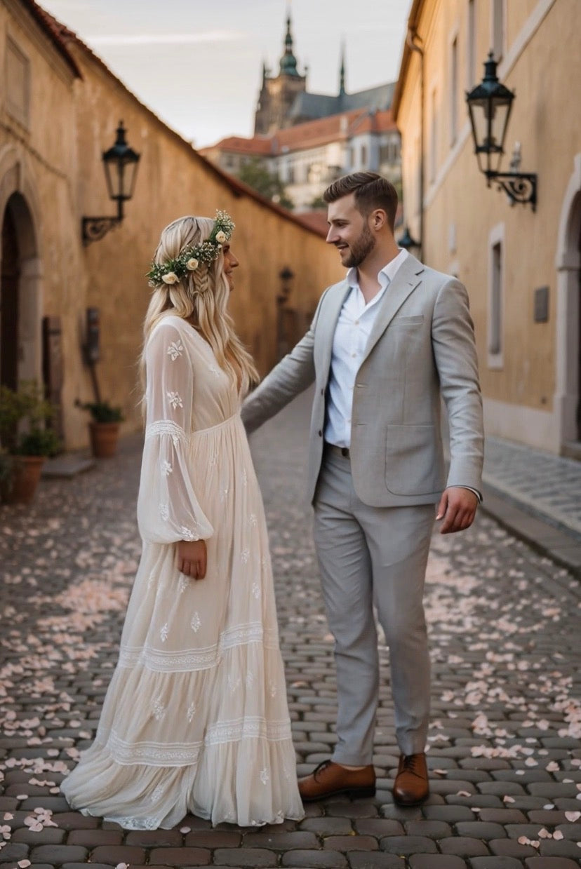 Boho Medieval Princes Wedding Dress - Atelier Calliste
