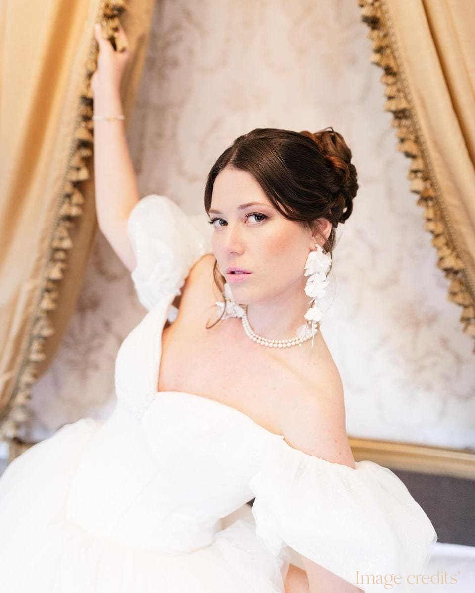 Elegant Adrielle earrings by PM Atelier featuring dreamy silk design, perfect for brides and special occasions.