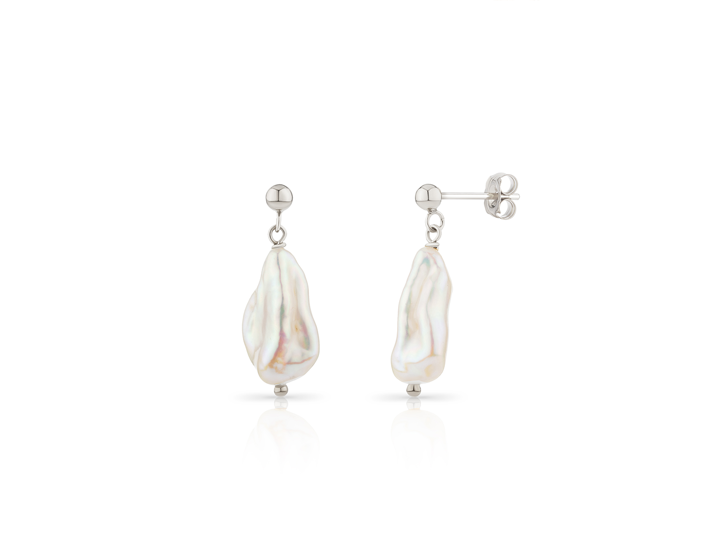 Alyssa PM Atelier Baroque pearl short drop earrings featuring elegant, irregularly shaped pearls with gold accents.