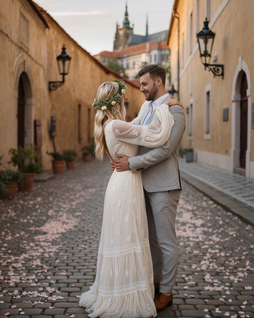Boho Medieval Princes Wedding Dress - Atelier Calliste