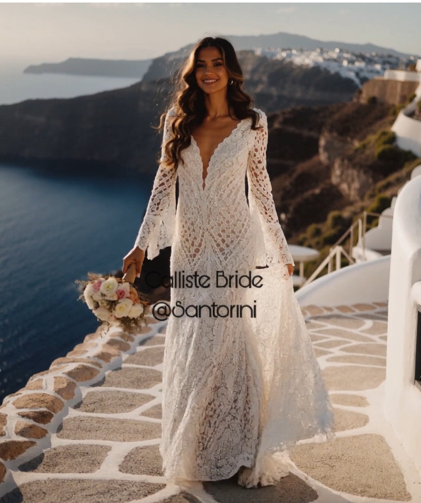 HIPPIE Calliste crochet boho wedding dress Custom / Purple