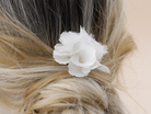 Elegant bridal hair pin from PM Atelier's Adrielle luxury silk flowers collection, featuring delicate silk flower design for wedding hairstyles.