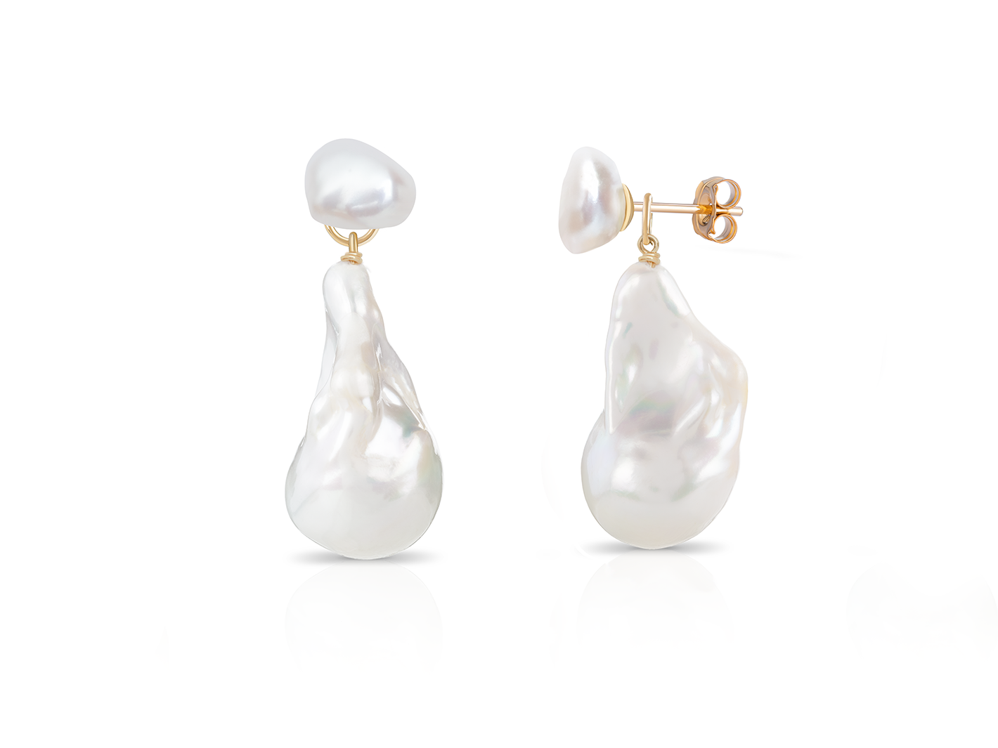 PM Atelier Adelaide Baroque Pearl Earrings featuring chunky baroque pearls and gold accents, ideal for bridal or elegant occasions.