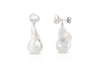 Silver baroque pearl earrings featuring chunky, irregular pearls with a polished finish, designed for elegant bridal wear.