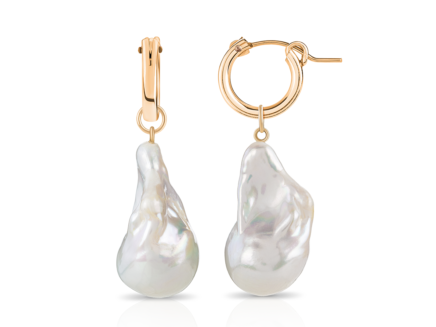 PM Atelier Paris Hoops earrings featuring chunky baroque pearl accents in gold with a stylish hoop design.