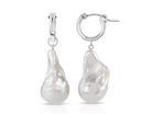 Silver Paris hoops earrings featuring chunky baroque pearls from PM Atelier, showcasing elegant and bold jewelry design.
