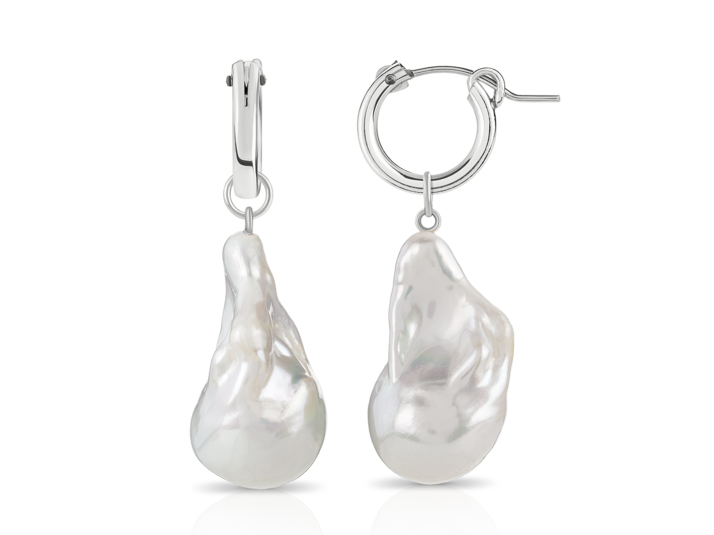 Silver Paris hoops earrings featuring chunky baroque pearls from PM Atelier, showcasing elegant and bold jewelry design.