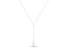 Alyssa PM Atelier lariat necklace with Keishi pearl and baroque silver chain, elegant jewelry for brides.