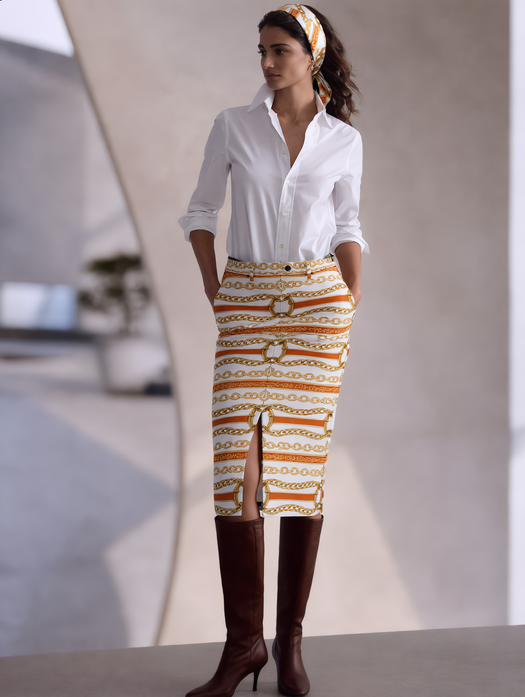 Petra Kara Limited "Orange Collection" 100% Silk Twilly Scarf - Atelier Calliste