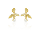 Golden flower earrings with round freshwater pearl from PM Atelier, elegant drop earrings for stylish occasions.