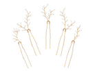 Set of five pearl leaf bridal hair pins by PM Atelier in gold or silver, featuring delicate floral design for elegant wedding hairstyles.